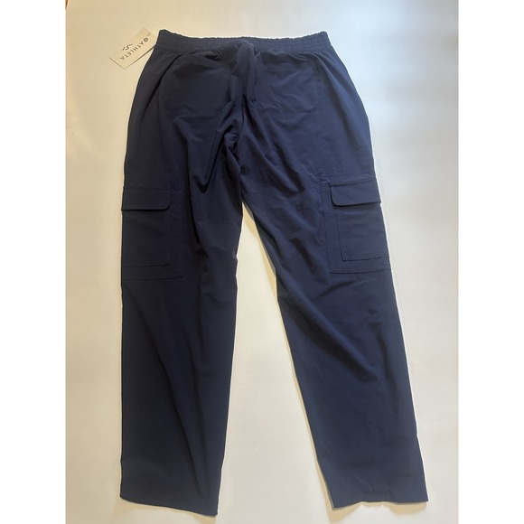 Athleta Chelsea Cargo Lined Pants Athletic Navy Size 14 Stretch Light NEW - Picture 2 of 5
